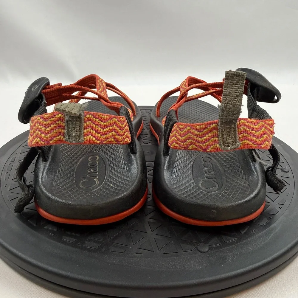 Chaco Kids Z1 Ecotread Sport Sandals Orange Black Chevron Size 3 Big Kids